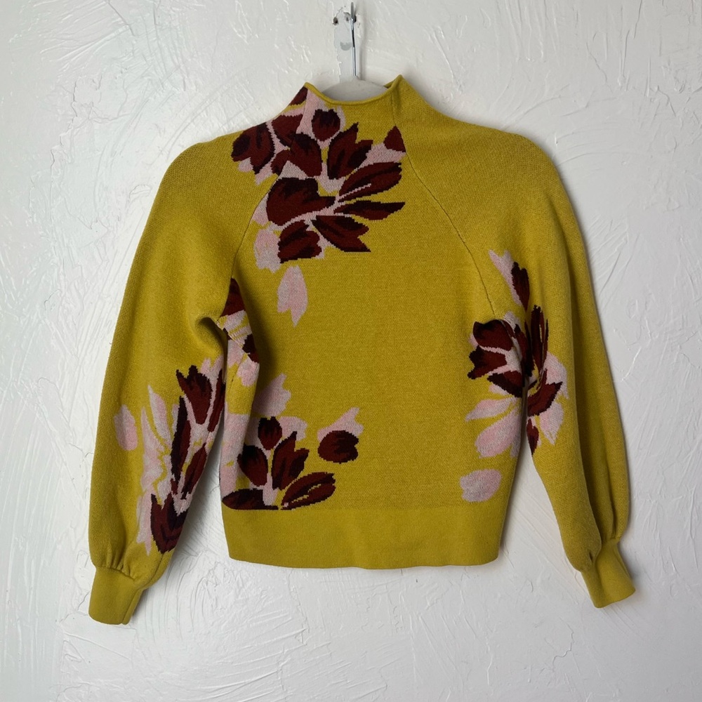 Anthropologie floral mock neck sweater size XXS